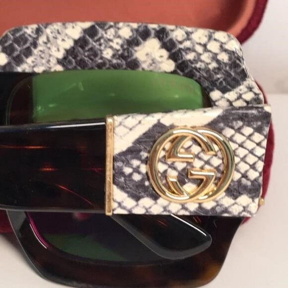 New Authentic ✨ Gucci GG0484S 006 – Oversized Havana Square Pink Mirror Lenses ✨ - Picture 4 of 12